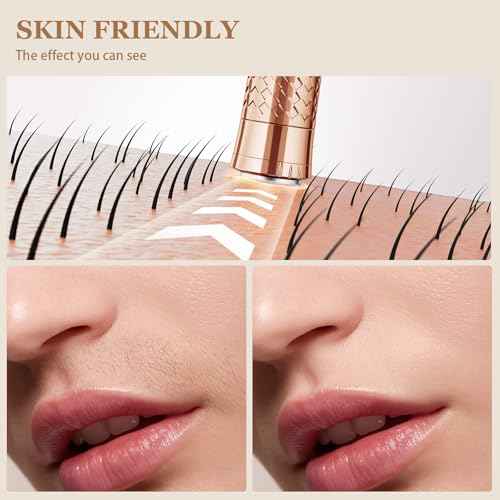 Facial Hair Removal for Women, Rechargeable Hair Removal Device, Painless Face Electric Razor/Shaver for Lip, Arms, Face, Peach Fuzz (Gold)