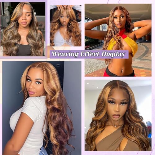 Highlight P4/27 Body Wave Bundles Human Hair 100% Unprocessed Raw Material Body Wave Human Hair Bundle For Quick Weave Double Weft Brown Honey Blonde Piano Color 10 12 14 Inch