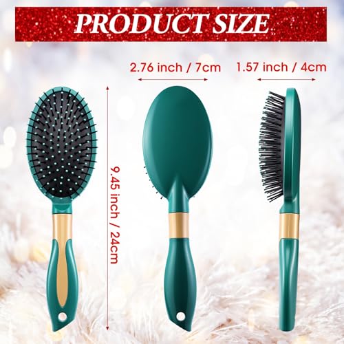 Zubebe 14 Pcs Detangler Hair Brush Travel Detangling Red and Green Detangler Brush with Soft Bristles Christmas Gift Bulk for Friends
