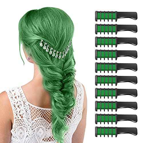 MSDADA Green Hair Chalk for Girls - New Hair Chalk Comb Temporary Washable Hair Color Dye for Kids - DIY Makeup Birthday Party Halloween Christmas Gifts Toys for Girls Kids Age 6-8-10-12 Years Old