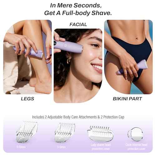 Bikini Trimmer for Women, 3 in 1 Electric Razors for Women - Cordless Body Shaver for Trip - IPX7 Waterproof with LED Display, Ceramic Blade, Rechargeable Lady Trimmer for Underarm Body Leg Face