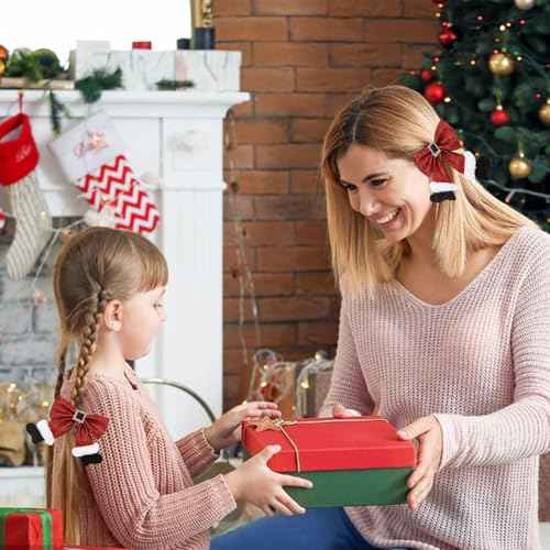 Christmas Hair Bows Clips for Girls Christmas Santa Boot Hair Accessories Sparkly Sequin Xmas Boutique Hair Clips Bowknot Alligator Clips Hairpins Barrette for Xmas Party Gifts(Style C)