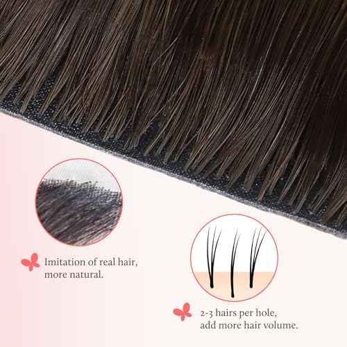 DOORES Clip in Hair Extensions Set 16 Inch 130g, 4pcs Invisi Edge Clip ins and 3pcs Classic Seamless Clip ins, Injected Virgin Real Human Hair Extensions Natural Invisible Straight, #2