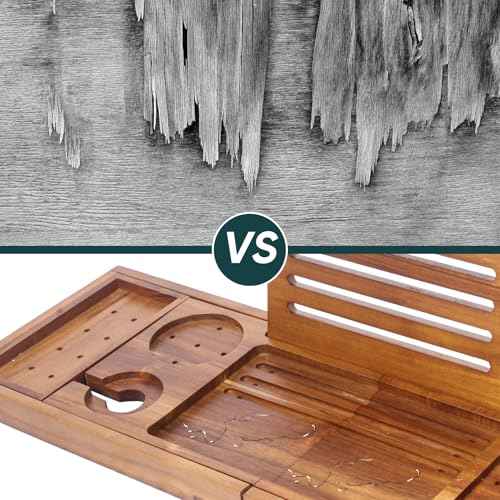 Premium Foldable Teak Bathtub Tray, Expandable Bath Tray for Tub, Luxury Bathtub & Bathroom Accessories