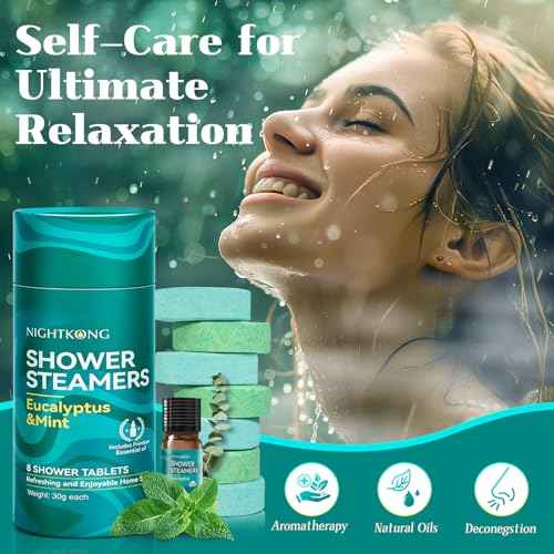 Eucalyptus Mint Shower Steamers - 8 Packs with 5ml Essential Oil, Eucalyptus for Shower, Birthday Gifts for Women Men, Christmas Gifts Stocking Stuffers for Women, Men, Self Care Spa Gifts for Women