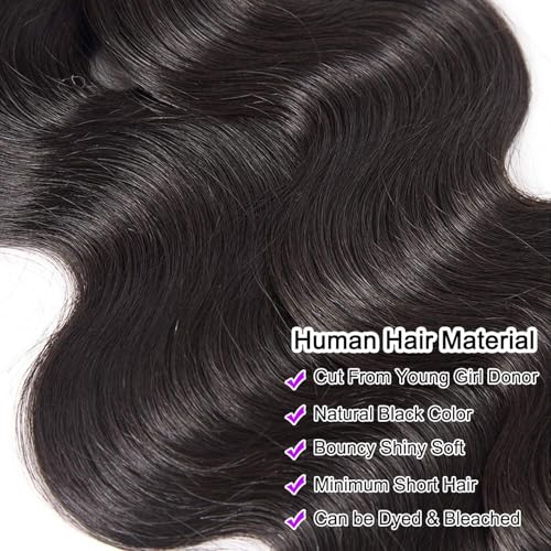 MsSunlight 12A Body Wave Bundles Human Hair 14 16 18 20 Inch Human Hair Bundles 100% Unprocessed Brazilian Virgin Hair 4 Bundles Quick Weave Deals Human Hair Extensions for Women Natural Color