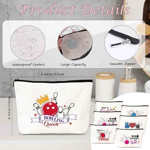 Bowling Gifts for Women - 6Pcs Bowling Accessories Makeup Cosmetic Bag Purse Pouch with Zipper, Ball Sports Gifts for Girls Sisters Besties Friends