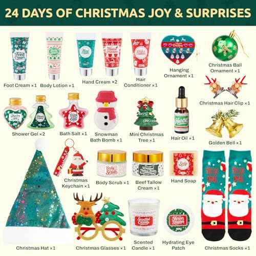 Advent Calendar 2025 ? Skincare Gift Set for Women, 24 Day Christmas Gifts, Holiday Beauty Gift Box, Spa Gift Basket for Mom & Teen Girls
