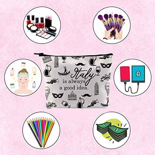 Italy Travel Gift Italy Is Always A Good Idea Bag Gift For Italy Traveller Zipper Pouch Makeup Bag (Italy)