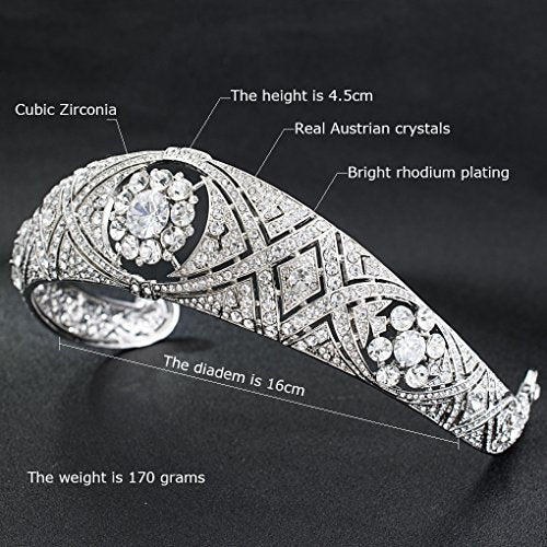 Royal Tiara with Real Austrian Crystals, Queen Mary's Bandeau Replica Tiara,Princess Meghan Wedding Bridal Diadem Jewelry
