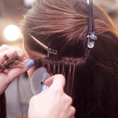 50 Pcs Heat Shield Guards, Round Hair Extension Protective Cover, Single Hole Hair Extension Tool for Easy Operation, White Fusion Glue Protector, Heat Shield Guards for Hair-Extensions Bonding