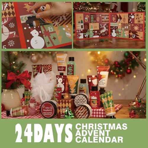 2025 Advent Calendar Gifts for Women Limited Edition Christmas Gifts, Hand Cream Gifts Bath Sets Spa Gift for Women, 24 Days Surprise Luxury Box Gifts with Hand Cream Lotion, Body Scrub, Bath Bomb