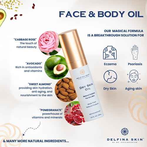 Delfina Dry Skin Oil - Eczema Psoriasis Treatment for Skin | Fast Absorbing and More Effective than Lotion for Extremely Dry Cracked Irritated Skin | Safe for All Ages