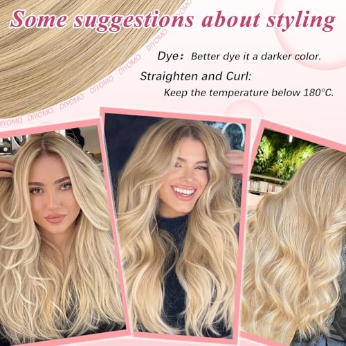 I Tip Hair Extensions - Human Hair,#22/16 Light gold highlighted blend 22 Inch For Women Soft & Natural Itip Human Hair Extensions 50g 50s