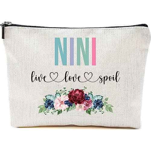 Nini Live Love Spoil Makeup Bag, Grandma Mother's Day Gifts From Grandchildren, Travel Bag, Nini Gift Idea Birthday, Nini Travel Bag, New Nini Gift