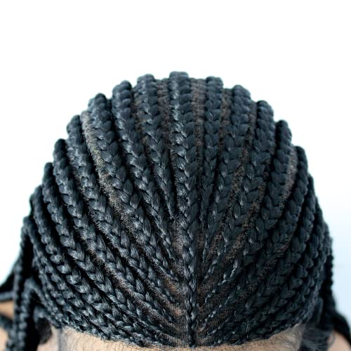 Miz Barn 13X7 Lace Front Knotless Box Braided Wigs 100% Handmade Synthetic Lightweight Twist Braided Wig Swiss Lace Braids Wigs With Baby Hair For Black Women 36" (303-1B)