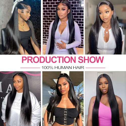 12A Straight Bundles Human Hair 16 16 16 Inch 100% Unprocessed Brazilian Virgin Hair Bundles Straight Hair 3 Bundles Weave Bundles Human Hair Extension