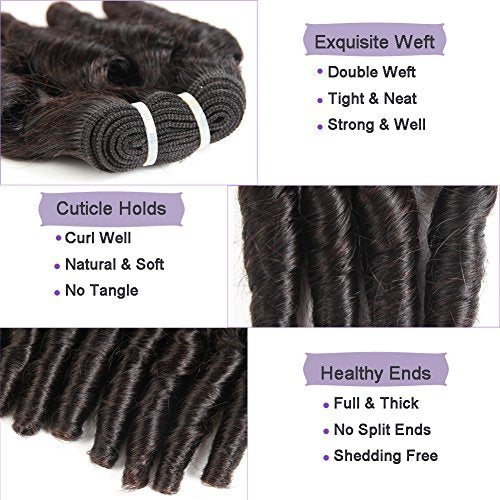 Molefi Brazilian Funmi Hair 3 Bundles burmese curly bundles human hair Short Curly Weave 9A Unprocessed Brazilian Human Hair Extensions 100g/pc Full Head Natural Color (10" 12" 14")