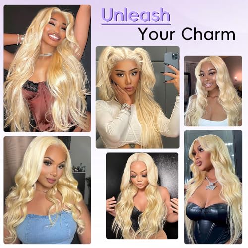 Blonde Wig Human Hair 613 13x6 Lace Front Wig Human Hair 200% Density Body Wave Blonde Lace Front Wigs Pre Plucked Glueless 613 HD Lace Frontal Wigs 22 Inch