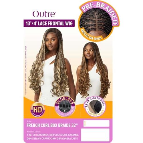 Outre - 13X4 Lace Frontal Wig - French Curl Box Braids 32" (JET BLACK 1)