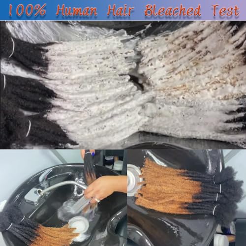 0.6cm 8 Inch Human Hair Locs Extensions 50 Strands Dreadlocs Extensions Real Human Hair Natural Black for Women Men Kids Full Handmade Permanent Human Hair Locs Can Be Dyed and Bleached