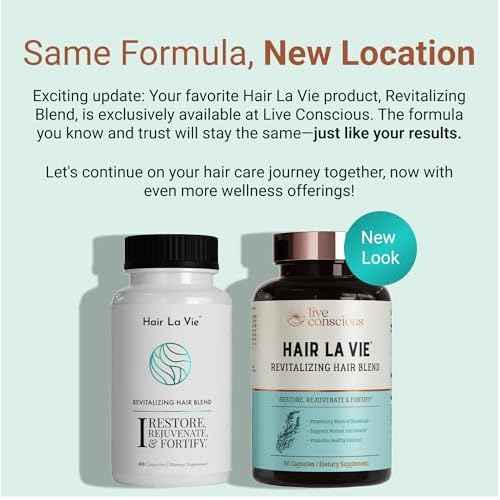 Hair La Vie Live Conscious Revitalizing Blend Hair Growth Vitamins for Women to Support Health of Hair - Supplements w/Biotin, Collagen & Saw Palmetto for Thick, Full Hair - 60 Caps