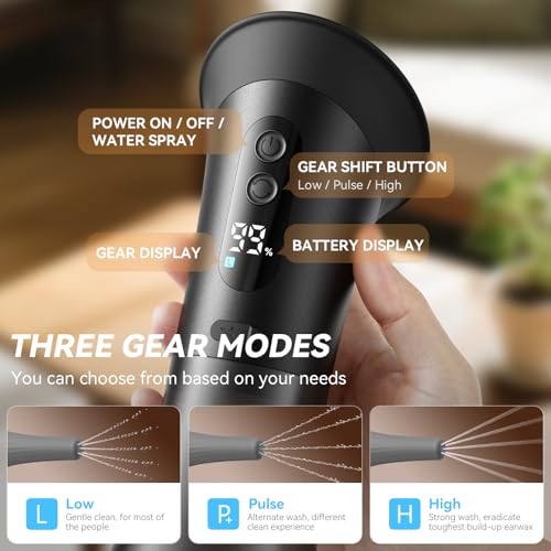 Ear Wax Removal, Upgraded Electric Ear Cleaner with Safe Efficient Comfortable Pressure Modes, Ear Cleaning Kit-12 Nozzles, Ear Wax Cleaner Irrigation Flushing System with Wastewater Recovery