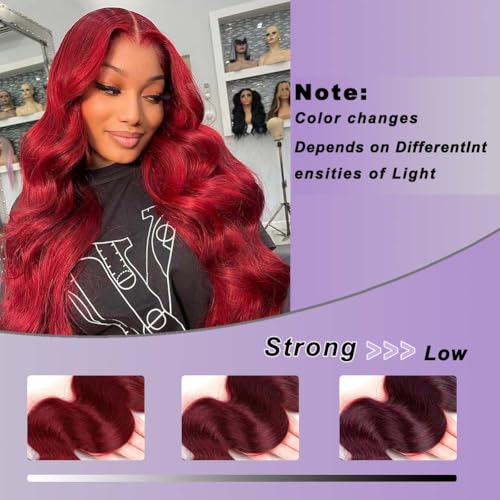 Burgundy Body Wave Bundle 28Inch Brazilian Hair Wine Red Body Wave Human Hair Bundles Hair Extensions