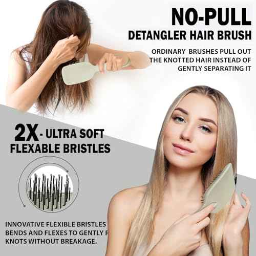 Unique Design Wet Detangling Hair Brush- Vented Design & Ultra Soft Bristles with Removable Screen Manages Tangle and Uncontrollable Hair. Pain-Free. Christmas Stocking Stuffer Gift.