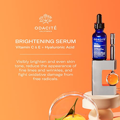 Odacite Brightening Vitamin C & Hyaluronic Facial Serum - Anti-Aging Facial Serum Targets Loss of Firmness & Dark Spots - Squalane, Vitamin E & Neroli Floral Water for Smooth Skin - 1 Fl Oz