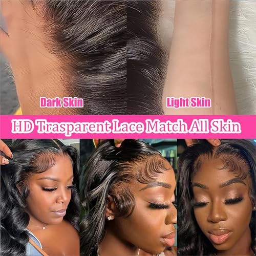 26 Inch 13x4 Lace Front Wigs Human Hair Body Wave Lace Front Wigs Human Hair Pre Plucked 13x4 Hd Lace Frontal Wigs Human Hd Lace Front Wigs for Black Women 180% Density