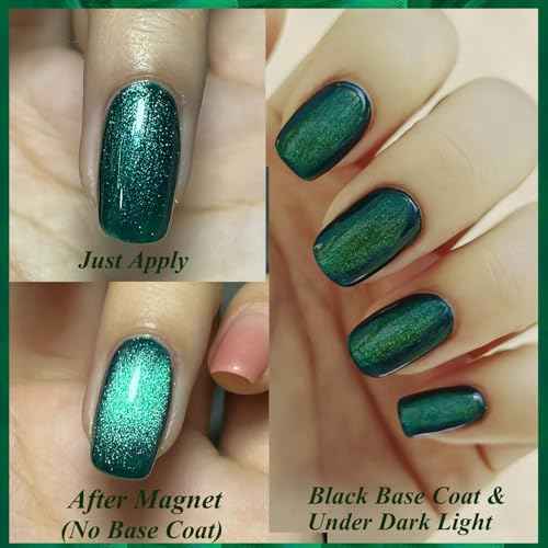 Forest Green Cat Eye Gel Nail Polish - Emerald Green Magnetic, Christmas Gel Nail Polish - 15ML