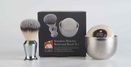 G.B.S Men's Shaving Set Short Handle Safety Razor, Shaving Brush, Chrome Dual Stand for Razor and Brush, Shaving Bowl, Shave Soap, Sandalwood Aftershave Balm, Pre-Shave Oil