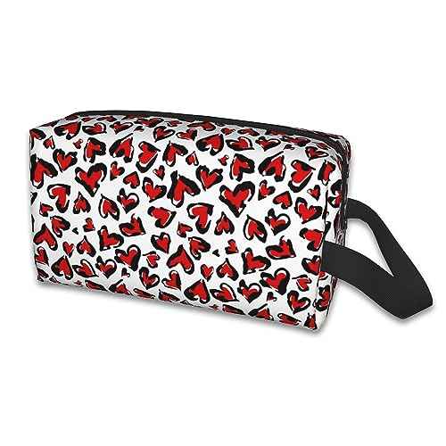 Travel Toiletry Bag Abstract Heart Pattern Personalized Travel Makeup Bag Large Capacity with Zipper Multi-Style Portable,Women and Men Gift Idea Travel Cosmetic Bag