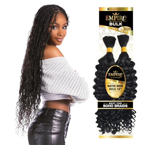 Sensationnel Empire Bulk Braiding ? Water Wave Human Hair Braids for Knotless Boho Box or Curly Loosewave Styles 1 pack (18 inch, S4/30)