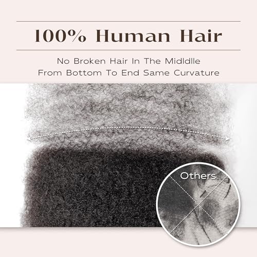 Afro Kinkys Bulk Human Hair, 18 Inch 50G/1Pack Soft 4C Afro Kinky-Curly Human Hair Bulk for Twist Dreadlocks Extensions Repair Locs 613 Blonde 1 Pack (613, 18 inch)