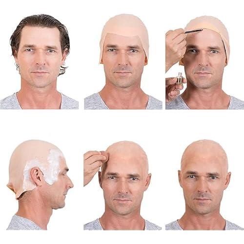 Kangaroo Latex Bald Cap for Adults - Beige Realistic Head Skin Bald Cap Wig for Men and Women - Halloween Costume Makeup Accessory for Theater, Cosplay and Dressup Apparel