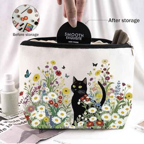 Cat Makeup Bag Cat Gifts For Women Cosmetic Bags Zipper Travel Makeup Gifts For Pet Lovers Coworker Boss Friends Cats Themed Gift For Owner Birthday Christmas