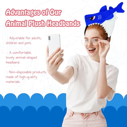 KHC-KHF Shark-Headband Funny-Hat Halloween Shark Funny Hairband Plush Headband Ocean Animal Costume Accessories Woman Man