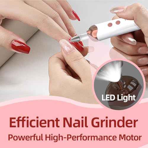 Cordless Electric Nail File Set, Portable Electric Nail Drill Machine,Professional Manicure Pedicure Kit, 5 Speeds Hand Foot Care Tool for Calluses, Thick Nails, Grind, Trim, Polish