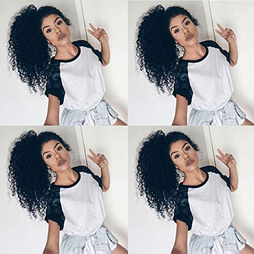 3B 3C Kinky Curly Human Hair Ponytails Extensions Curly Ponytail Hair Piece Wrap Drawstring Puff Ponytail Hairpieces For African American Top Closure Clip Ins 20inch