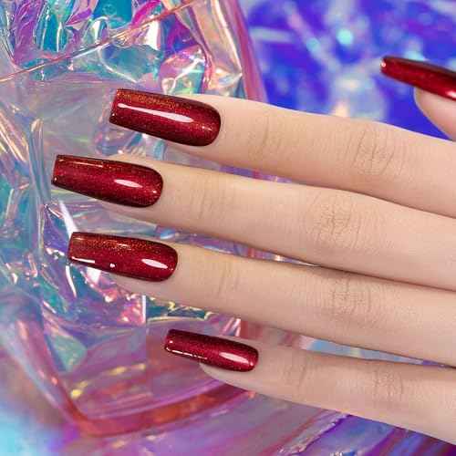 RARJSM Chameleon Gel Nail Polish Black to Red Multichrome Chameleon Color Changing Glitter Chrome GelPolish Curing Requires Sparkle Shimmer Nail Gel Varnish Soak Off DIY at Home Salon 15ml