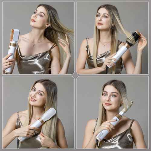 Hair Dryer Brush,6 in 1 Professional Hot Air Styler,Powerful Air Curling Wrap Styler,Negative Ionic Hair Dryer Fast Drying, Multi Hair Stylerfor Curling Volumizing Straightening Styling