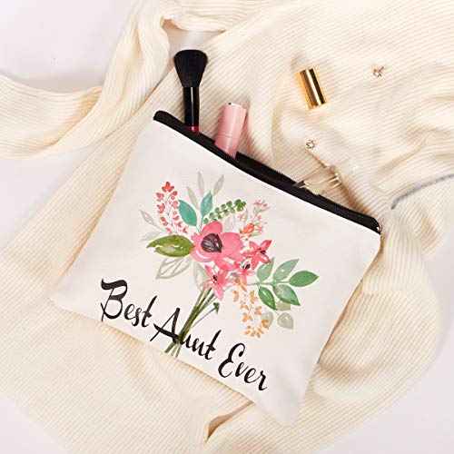 Best Aunt Ever Cosmetic Bag Aunt Gifts Auntie gifts from Niece for Christmas Birthday Retirement Aunt Travel Make Up Pouch