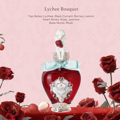 Flower Knows Strawberry Cupid Perfume,Sweet Fragrance Eau de Parfum Spray Perfume for Women,Floral and Fruity Scent With Notes of lychee,rose,musk,Clean & Vegan Essentials,1.67 fl.oz(Lychee Bouquet)