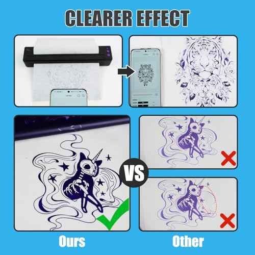 Tattoo Stencil Printer Wireless Tattoo Printer Machine Thermal Printers Compatible with Phone Pad and PC Tattoos Transfer Machine Bluetooth and USB Connectivity for Tattooing Supplies