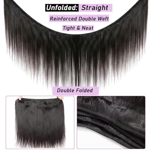 Beautymoon Straight Weave Bundles Human Hair 18 18 18 Inch 12A Human Hair Bundles Straight 100% Unprocessed Brazilian Virgin Hair Extensions Double Weft For Black Women