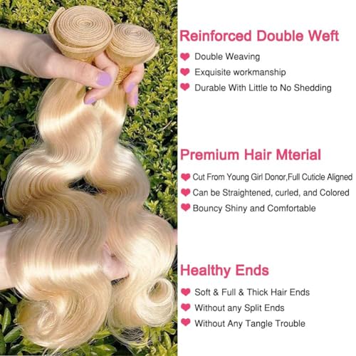 613 Blonde Body Wave Bundles 22 24 26inch Brazilian Virgin Hair Blonde Body Wave 3 Bundles Human Hair Weave for Black Women£¨#613 Bleach Blonde£©