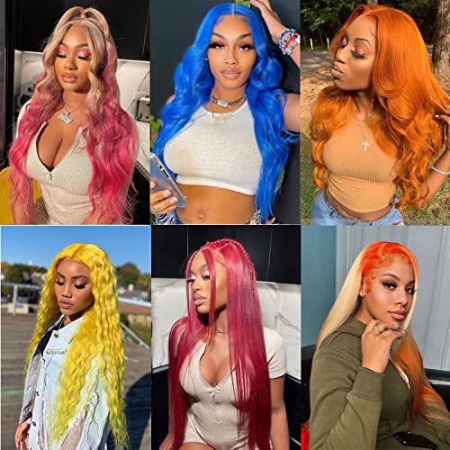 613 Blonde 13x4 Lace Front Wig Human Hair Pre Plucked Brazilian Straight 613 Blonde Human Hair Wigs for Women 150% Density Transparent Lace Frontal Wig with Baby Hair (16 inch, 13x4 Straight)