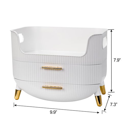 Makeup Organizer with Drawers,Skincare Plastic Storage for Vanity,Large Cosmetic Display case for Dresser with Handle,Large Capacity Bathroom Countertop